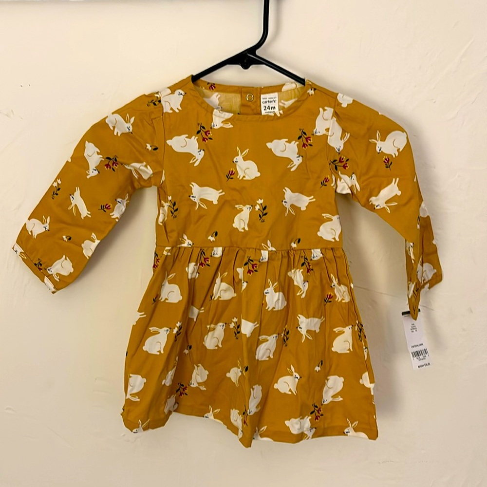 Carters mustard yellow bunny dress